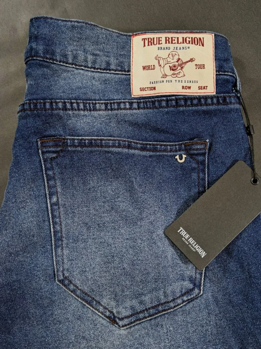 True Religion Jeans Men`s Size 36x32 Blue Dark Wash Geno Relaxed Slim Denim